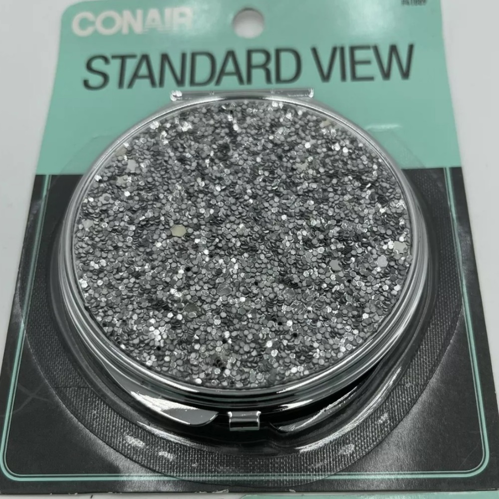 Conair Standard View Compact Mirror Glitter Silver - Picture 2 of 5